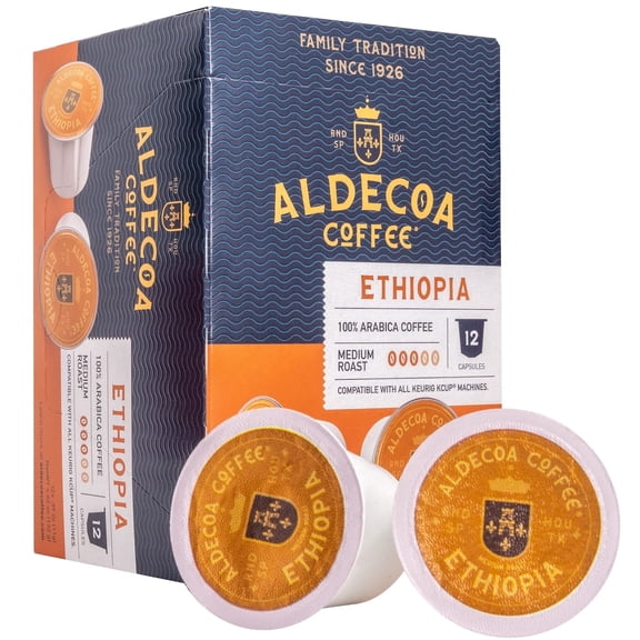 Aldecoa Ethiopia Coffee Pods, Single Origin Ethiopian Coffee, Compatible with Keurig K-Cup Brewers, Medium Roast, 72 Count Value Pack