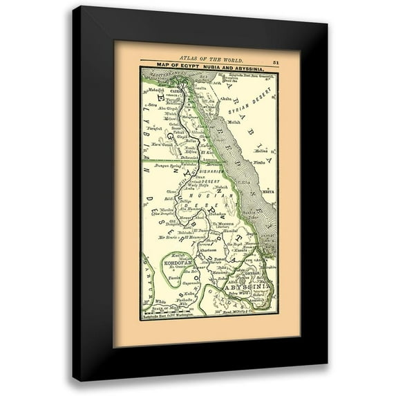 Alden 10x14 Black Modern Framed Museum Art Print Titled - Egypt Nubia Abyssinia - Alden 1886