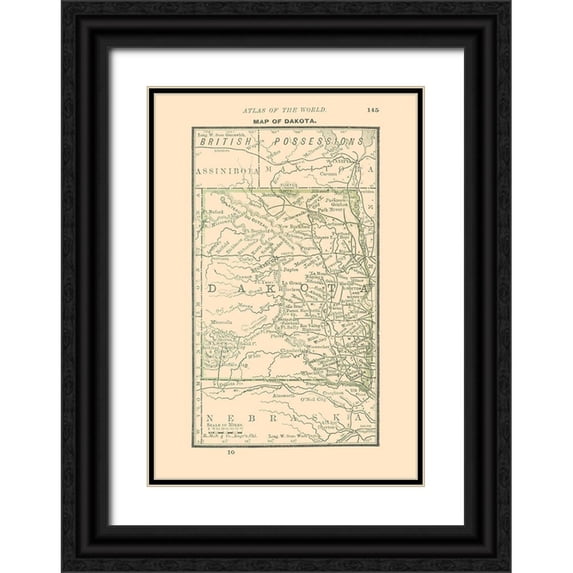 Alden 11x14 Black Ornate Wood Framed with Double Matting Museum Art Print Titled - Dakota - Alden 1886