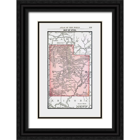 Alden 13x18 Black Ornate Wood Framed with Double Matting Museum Art Print Titled - Utah - Alden 1886
