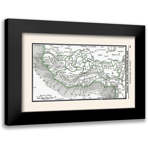 Alden 14x10 Black Modern Framed Museum Art Print Titled - North West African Coast - Alden 1886