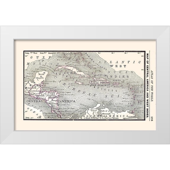Alden 14x10 White Modern Wood Framed Museum Art Print Titled - West Indies Central America - Alden 1886