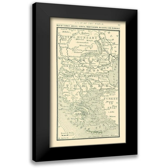 Alden 16x24 Black Modern Framed Museum Art Print Titled - Balkan Peninsula - Alden 1886