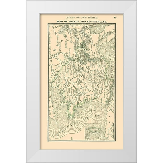 Alden 21x32 White Modern Wood Framed Museum Art Print Titled - Europe France Switzerland - Alden 1886