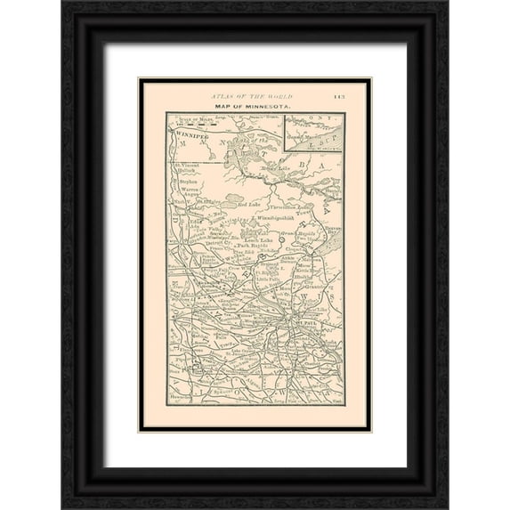 Alden 22x32 Black Ornate Wood Framed with Double Matting Museum Art Print Titled - Minnesota - Alden 1886