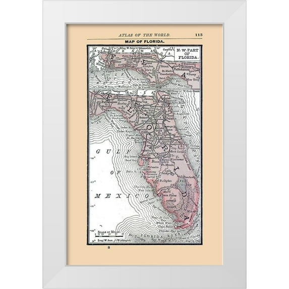 Alden 22x32 White Modern Wood Framed Museum Art Print Titled - Florida - Alden 1886