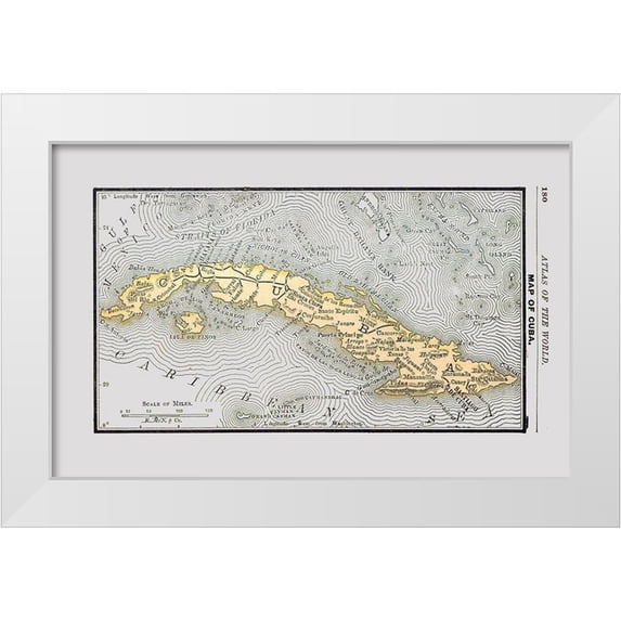 Alden 24x17 White Modern Wood Framed Museum Art Print Titled - Central America Cuba Caribbean Sea - Alden 1886