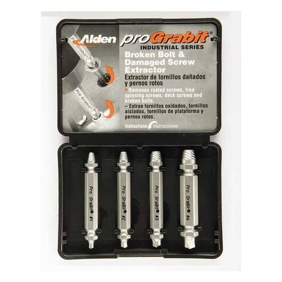 Alden 8440P Grabit Pro Broken Bolt & Damaged Screw Extractor 4 Piece Kit