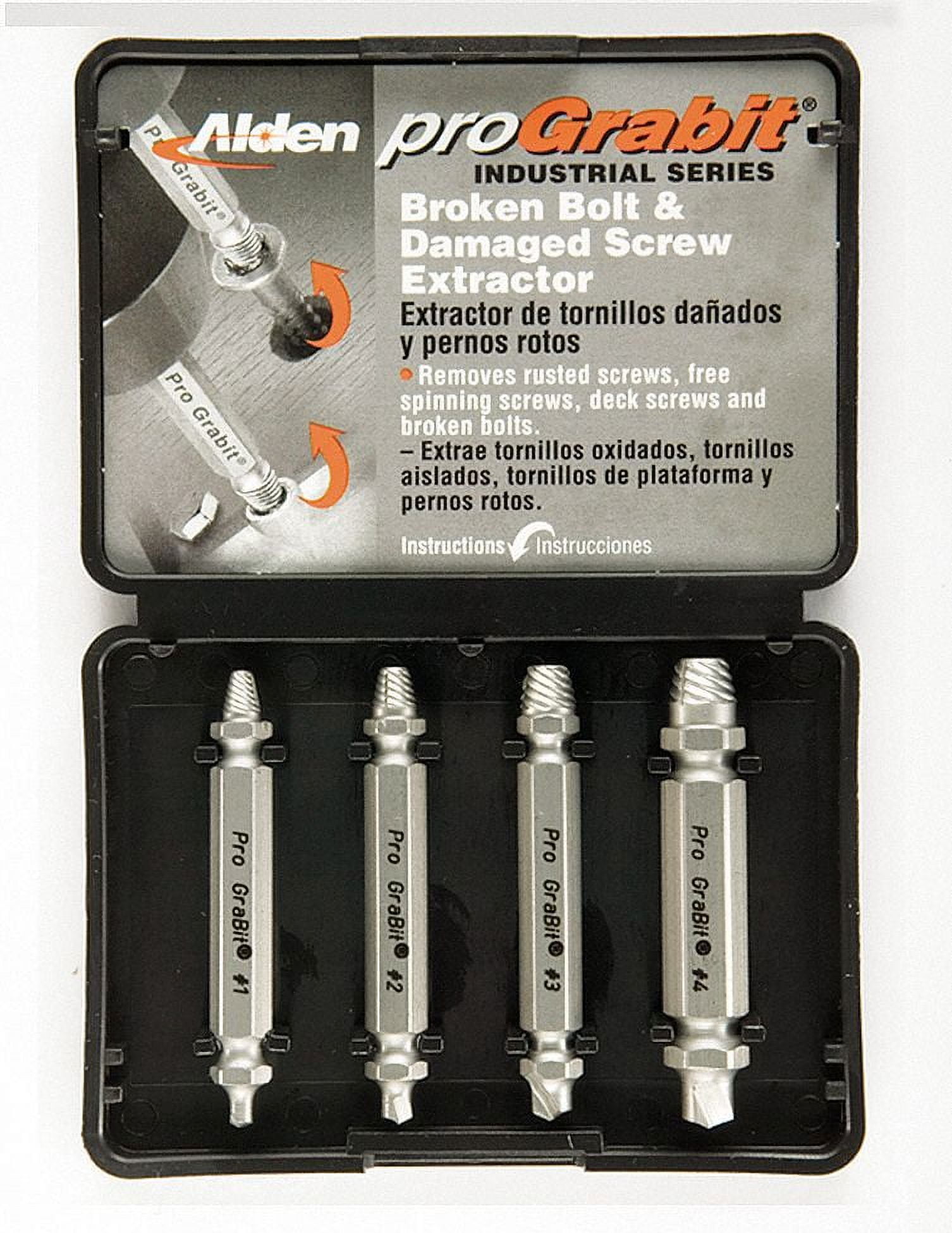 Alden 8440P Grabit® Pro Broken Bolt & Damaged Screw Extractor 4 Piece
