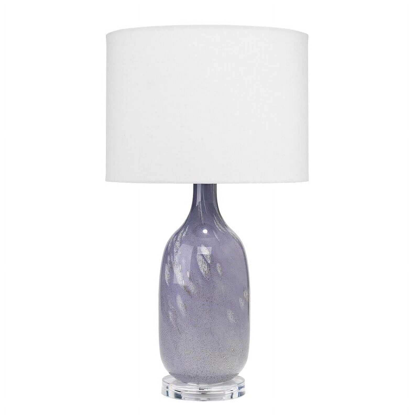 Lavender Glass Table Lamp with Linen Shade and Acrylic Base