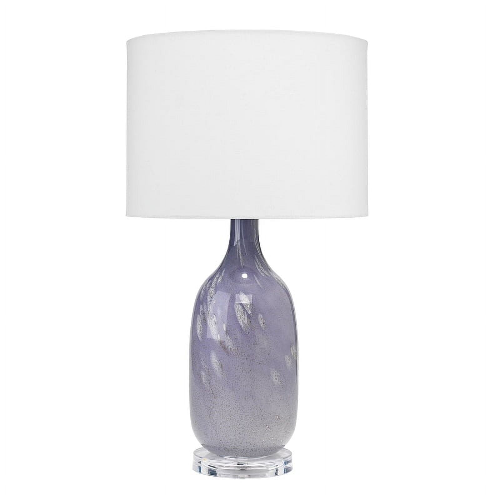Lavender Glass Table Lamp with Linen Shade and Acrylic Base