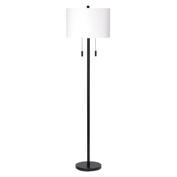 Alden Décor Anders 2-Light Metal Floor Lamp, Black Black