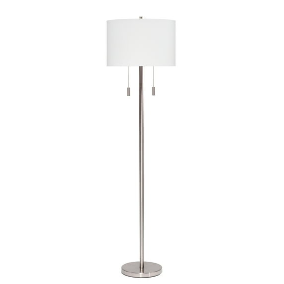 Alden Décor Anders 2-Light Metal Floor Lamp, Black Silver