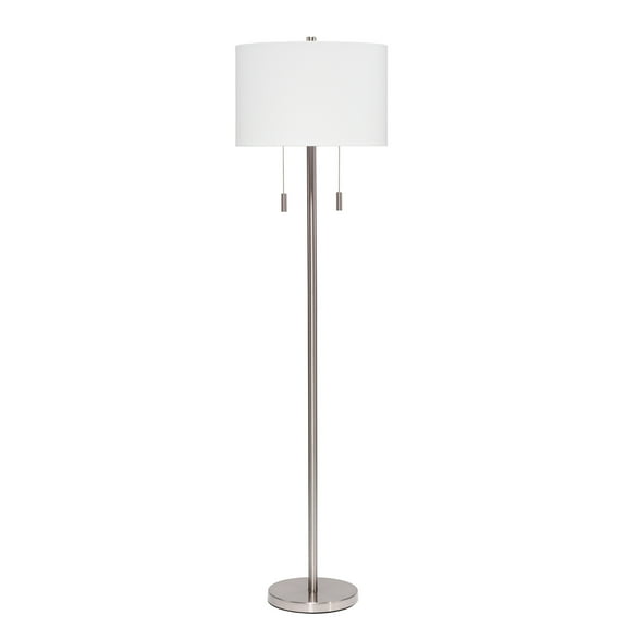 Alden Décor Anders 2-Light Metal Floor Lamp, Black Silver