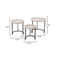 thumbnail image 1 of J&D Designs Maddox Faux Leather & Iron Nesting Tables in Cream (Set of 3), 1 of 5