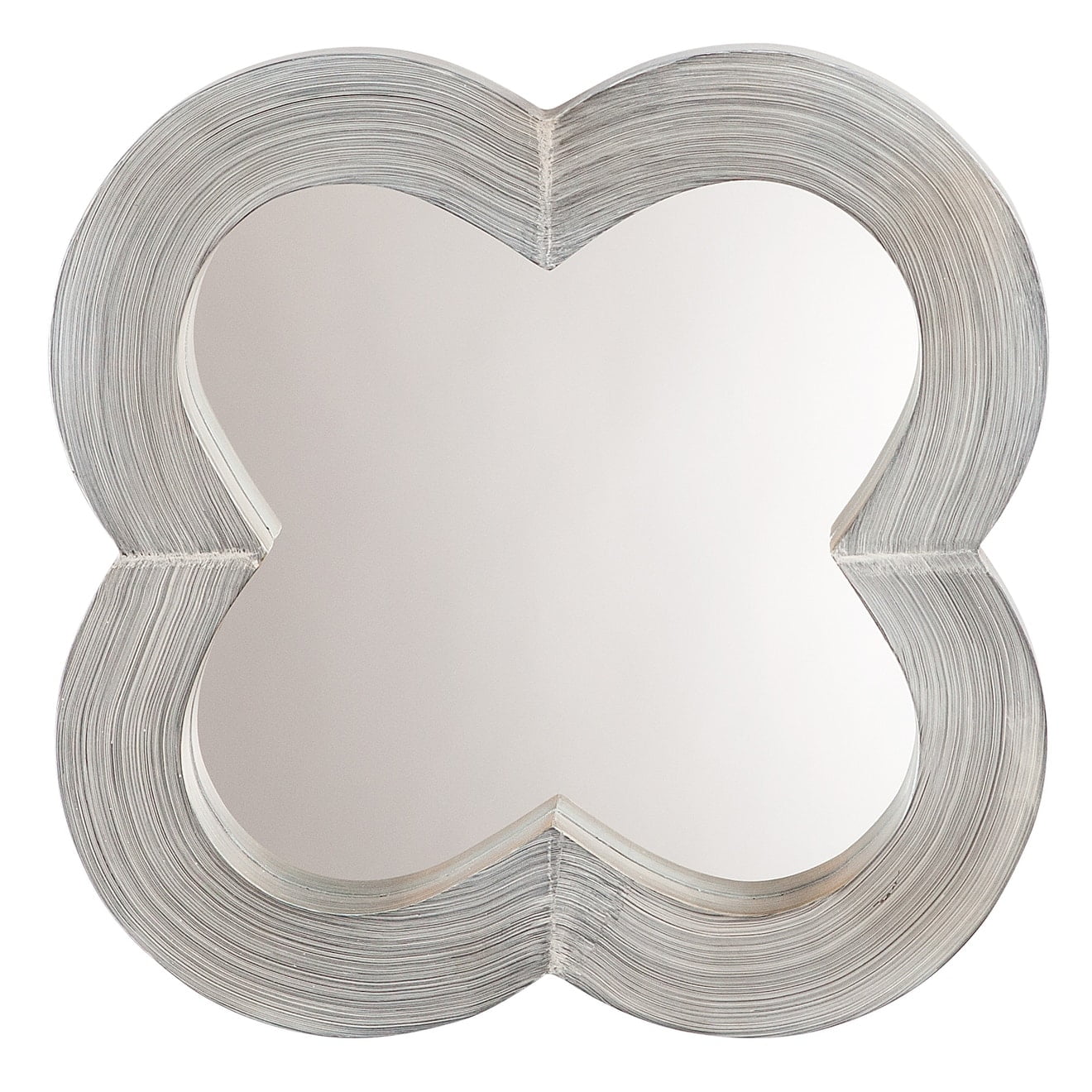 Quatrefoil Dark Wood and Silver Wall Mount Accent Mirror