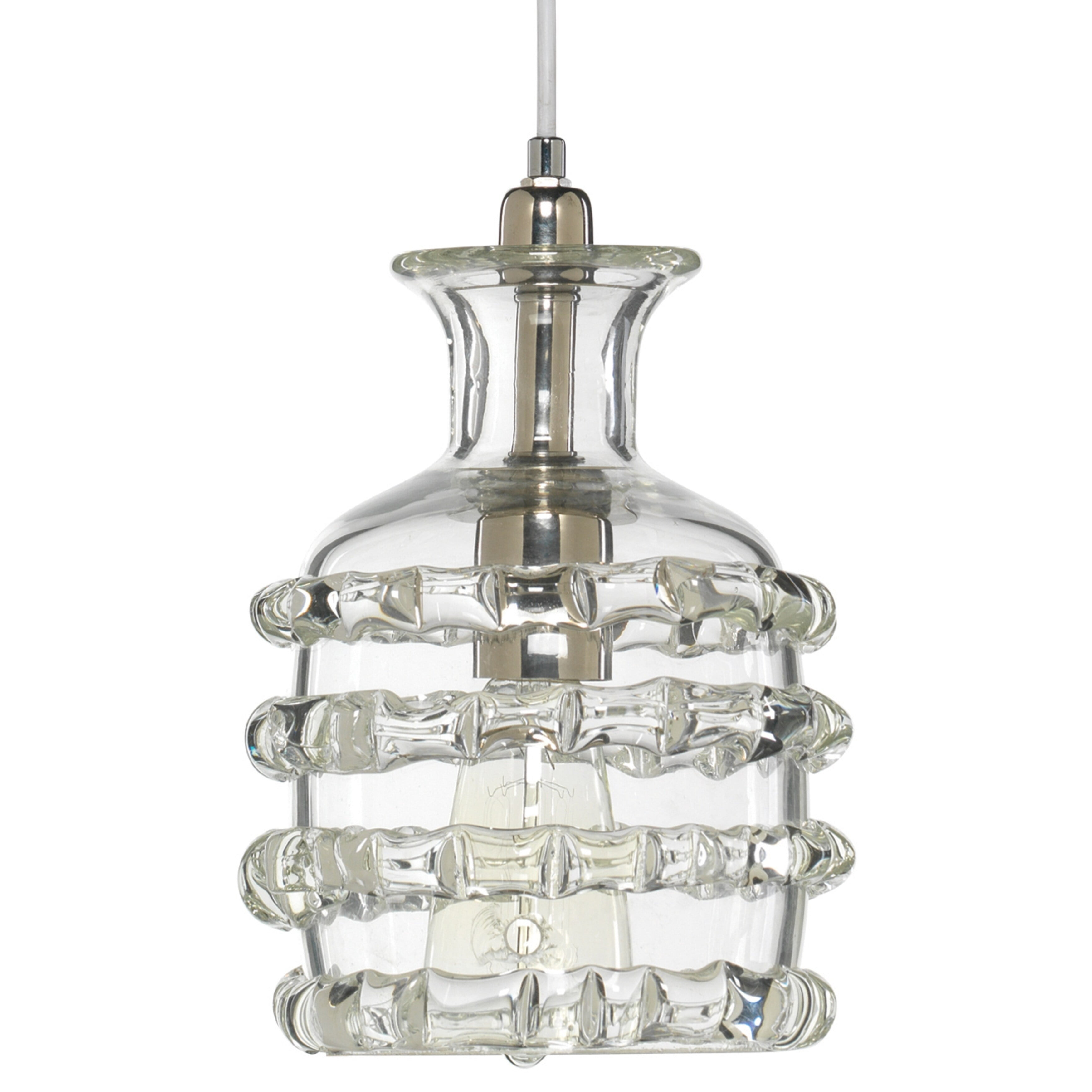 Ribbon Clear Glass Mini Pendant with Silver Accents