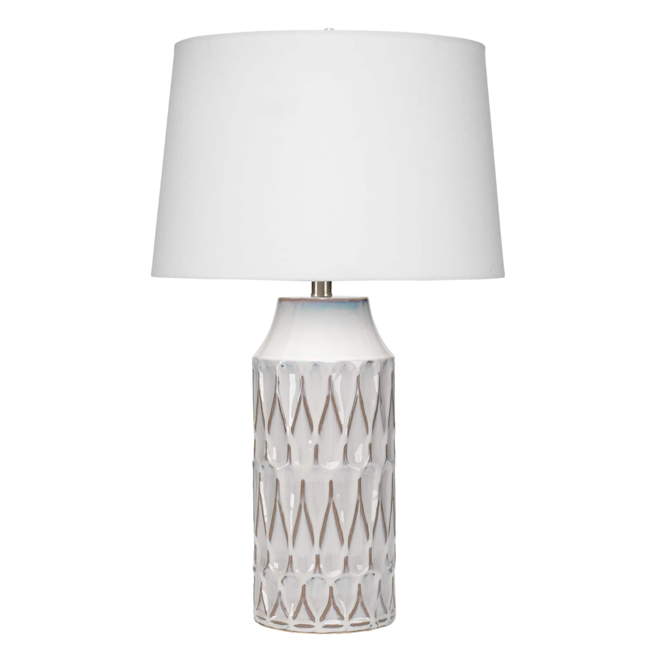 Dalia White Ceramic Table Lamp with Linen Shade