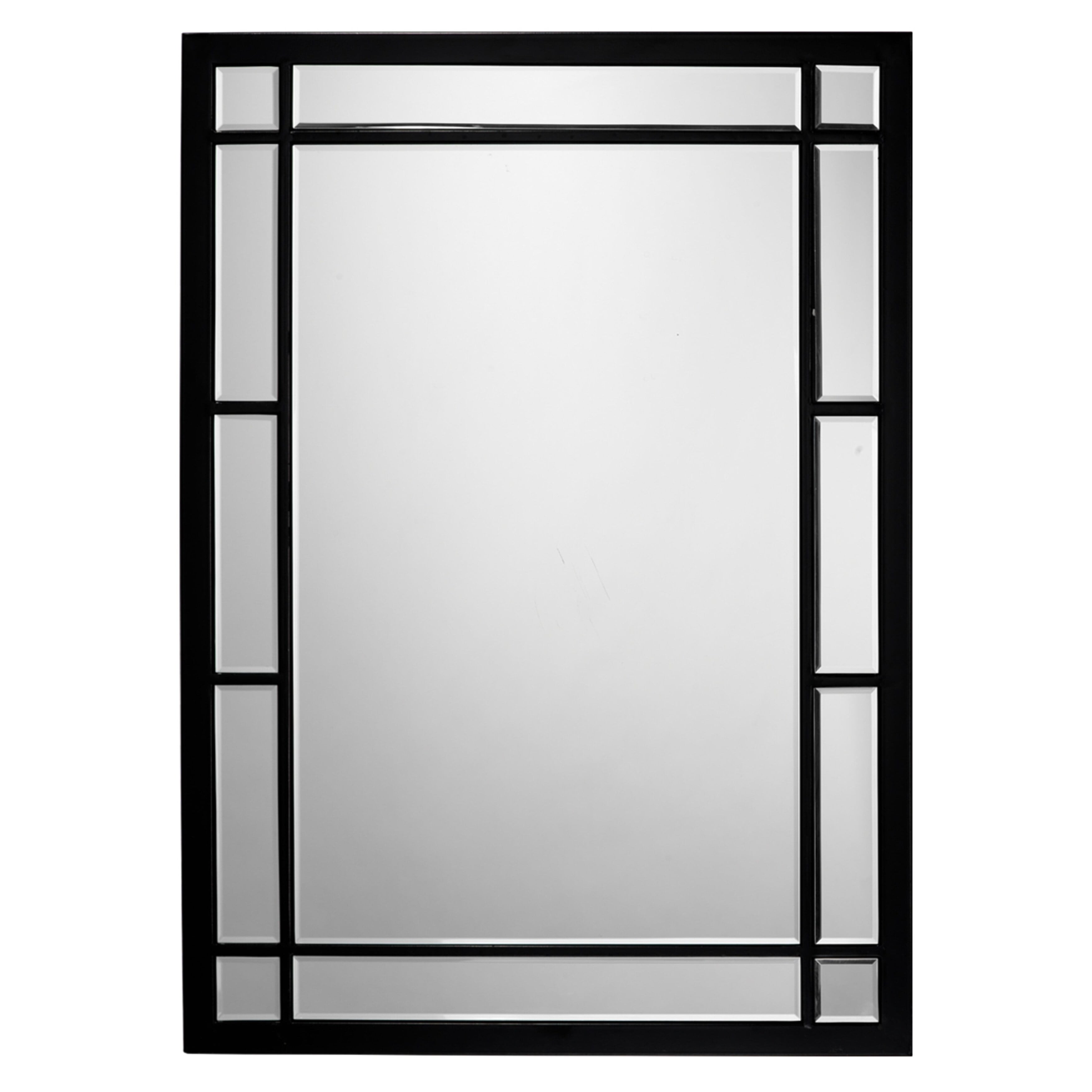 Black Steel Windowpane Rectangular Accent Mirror