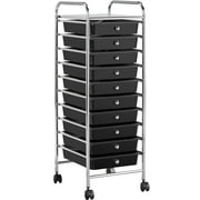 Alden Design 10 Drawer Rolling Storage Cart Organizer with Lockable Wheels, Black
