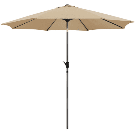 Alden Design 10 ft Patio Umbrella 8 Ribs w/ Push Button Tilt and Crank, Tan