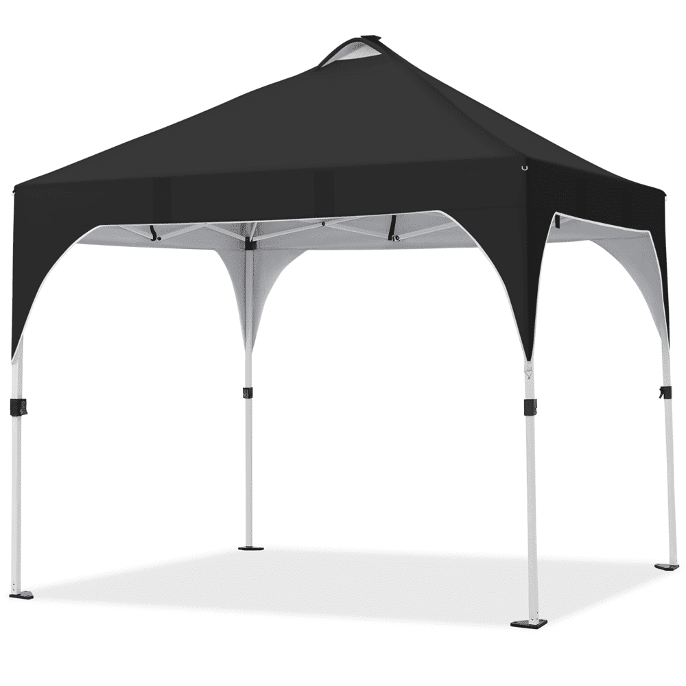 Alden Design 10 ft Pop-Up Canopy Tent W/ 17 Solar LED Lights Sandbags Roller bag for Outdoor, Black