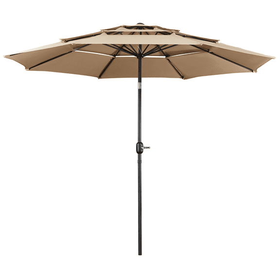 Alden Design 10ft Patio Umbrella with 8 Sturdy Ribs for Outdoor, Tan