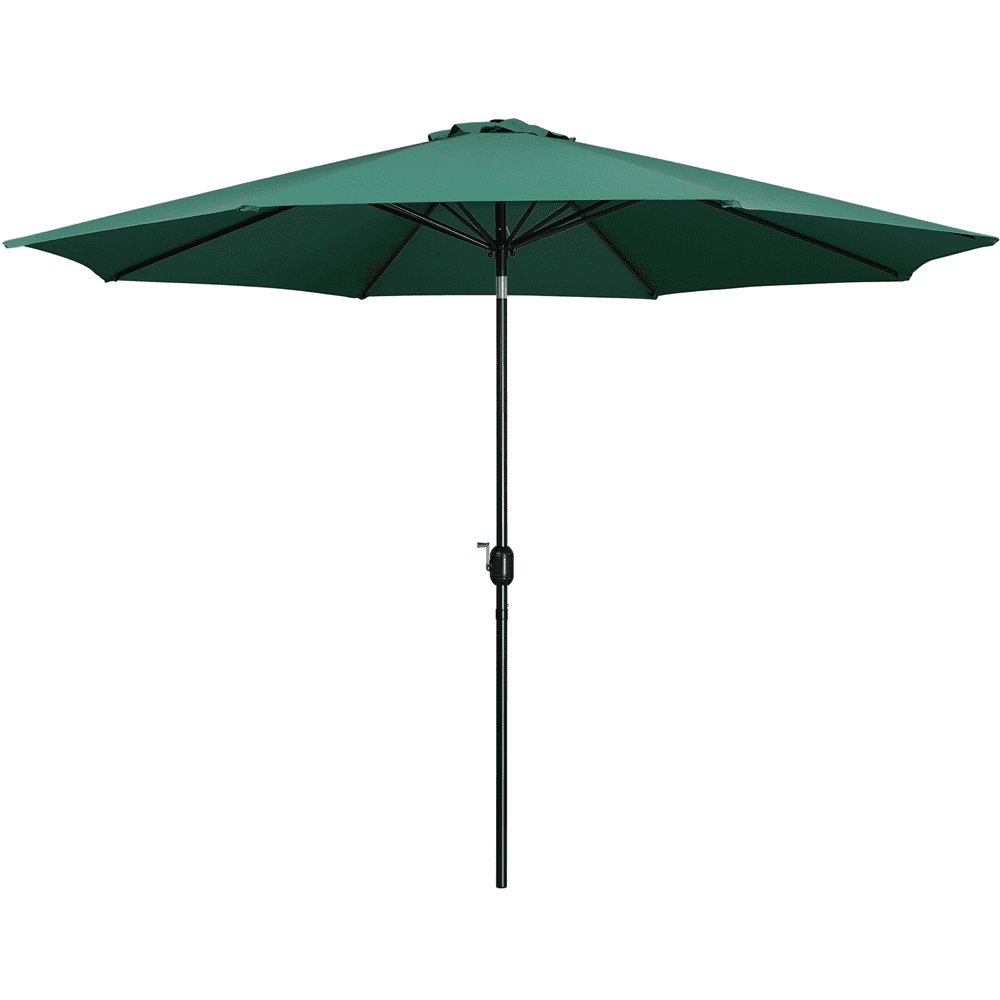 Alden Design 11 Foot Patio Umbrella with Crank and Push Button to Tilt, Dark Green