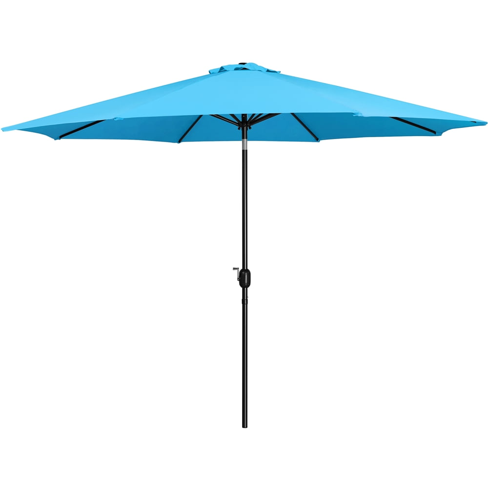 Alden Design 11 Foot Patio Umbrella with Crank and Push Button to Tilt, Sky Blue