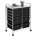 thumbnail image 1 of Alden Design 12 Drawer Rolling Storage Cart Organizer with Lockable Wheels, Black, 1 of 11