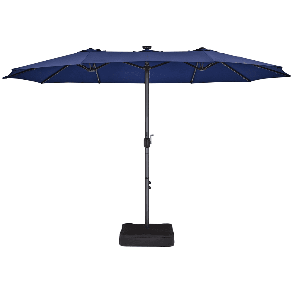 Alden Design 13 ft Patio Umbrella with 36 Solar LED Lights for Outdoor, Navy Blue