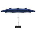 thumbnail image 1 of Alden Design 15 ft Triple-size Patio Parasol Umbrella 36 LED Lights Crank for Outdoor, Navy Blue, 1 of 8