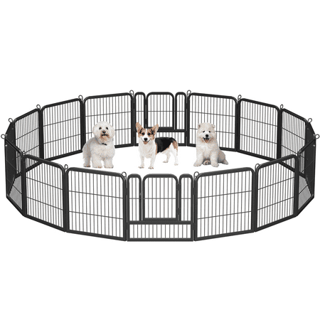 Alden Design 24"H 16 Panels Metal Heavy Duty Dog Playpen with Door, Black