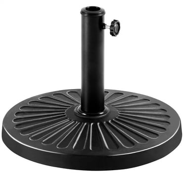 Alden Design 17.5 lbs Black Round Resin and Iron Patio Umbrella Base with Water Resistant