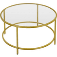 thumbnail image 1 of Alden Design 18"H Modern Round Glass-Top Coffee Table for Living Room, Gold, 1 of 6