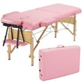 thumbnail image 1 of Alden Design 2-Fold Portable Wooden Massage Table for Spa Treatments & Tattoos, 84", Pink, 1 of 15