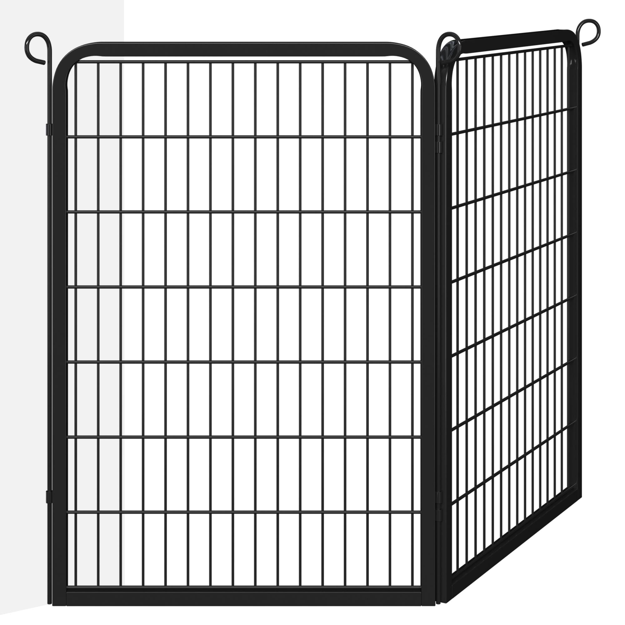 Alden Design 4 Panels 39.5″ H Metal Dog Playpen, Black