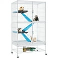 thumbnail image 1 of Alden Design 2-Story Rolling Metal Small Animal Cage for Adult Rats, Ferrets, Chinchillas & Guinea Pigs, Hammered White, 1 of 7