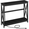 thumbnail image 1 of Alden Design 2-Tier Wooden Console Table with Power Outlet for Hallway Living Room, Black, 1 of 10