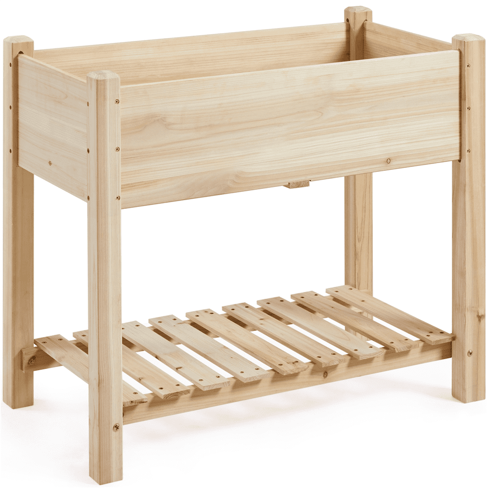 Alden Design 2 Tiers Wooden Raised Garden Bed Elevated Planter Box for Indoor/Outdoor Wood