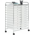 thumbnail image 1 of Alden Design 20-Drawer Rolling Storage Cart Multi-color 360 Rolling on Wheels for Home Office School White, 1 of 9