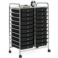 thumbnail image 1 of Alden Design 20 Drawers Metal Frame Storage Cart Rolling Bin with Lockable Wheels, Black, 1 of 10