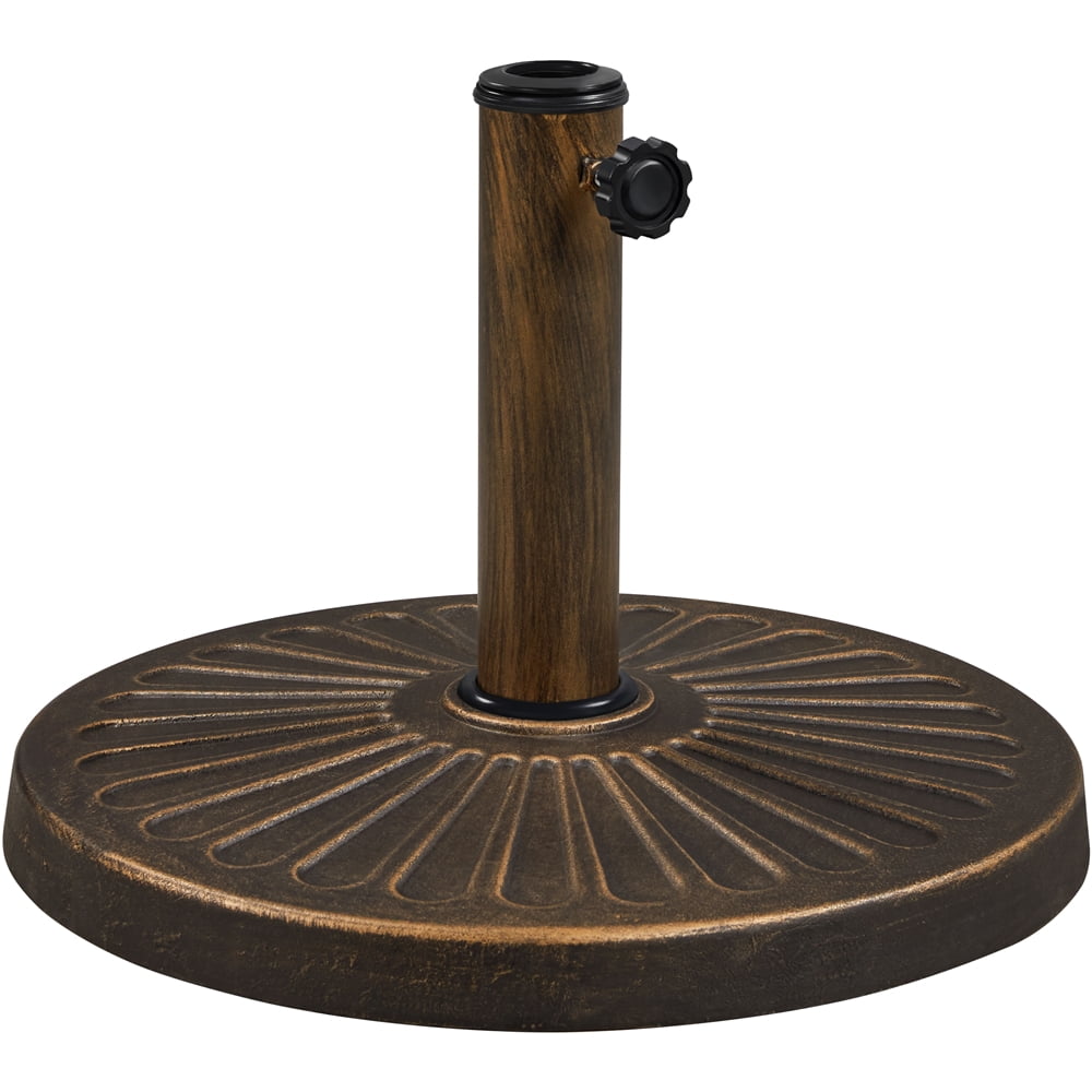 Alden Design 22 lbs Bronze Round Resin and Iron Patio Umbrella Base with Water Resistant