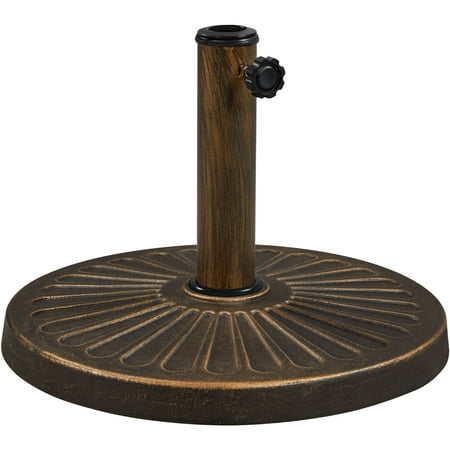 Alden Design 22 lbs Bronze Round Resin and Iron Patio Umbrella Base with Water Resistant