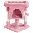 thumbnail image 1 of Alden Design 23.5″H 2-Level Cat Tree Condo Wide Perch Scratch Posts Indoor, Pink, 1 of 7
