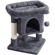 Alden Design 23.5" Tall Cat Tree Condo with Wide Perch and Scratch Posts, Dark Gray