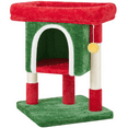 thumbnail image 1 of Alden Design 23.5" Tall Cat Tree Condo with Wide Perch and Scratch Posts, Red/Green, 1 of 8