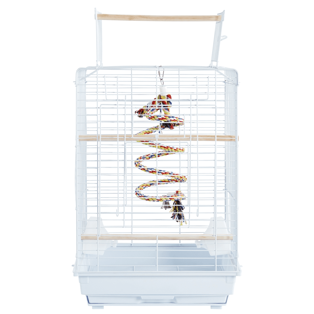 Alden Design 23" H Travel Small Bird Cage with Open Play Top, White