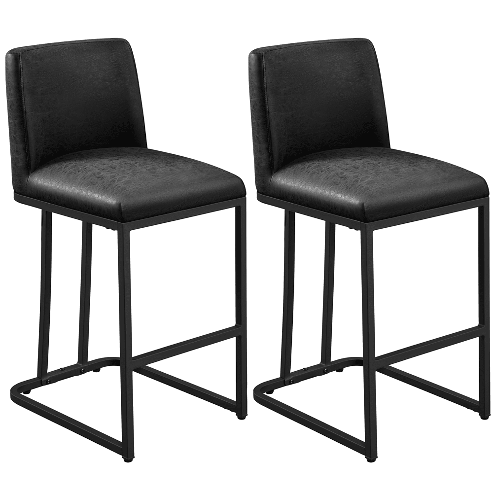 Alden Design 24.5″ Modern Upholstered Counter Height Bar Stools for Kitchen Dining, Black