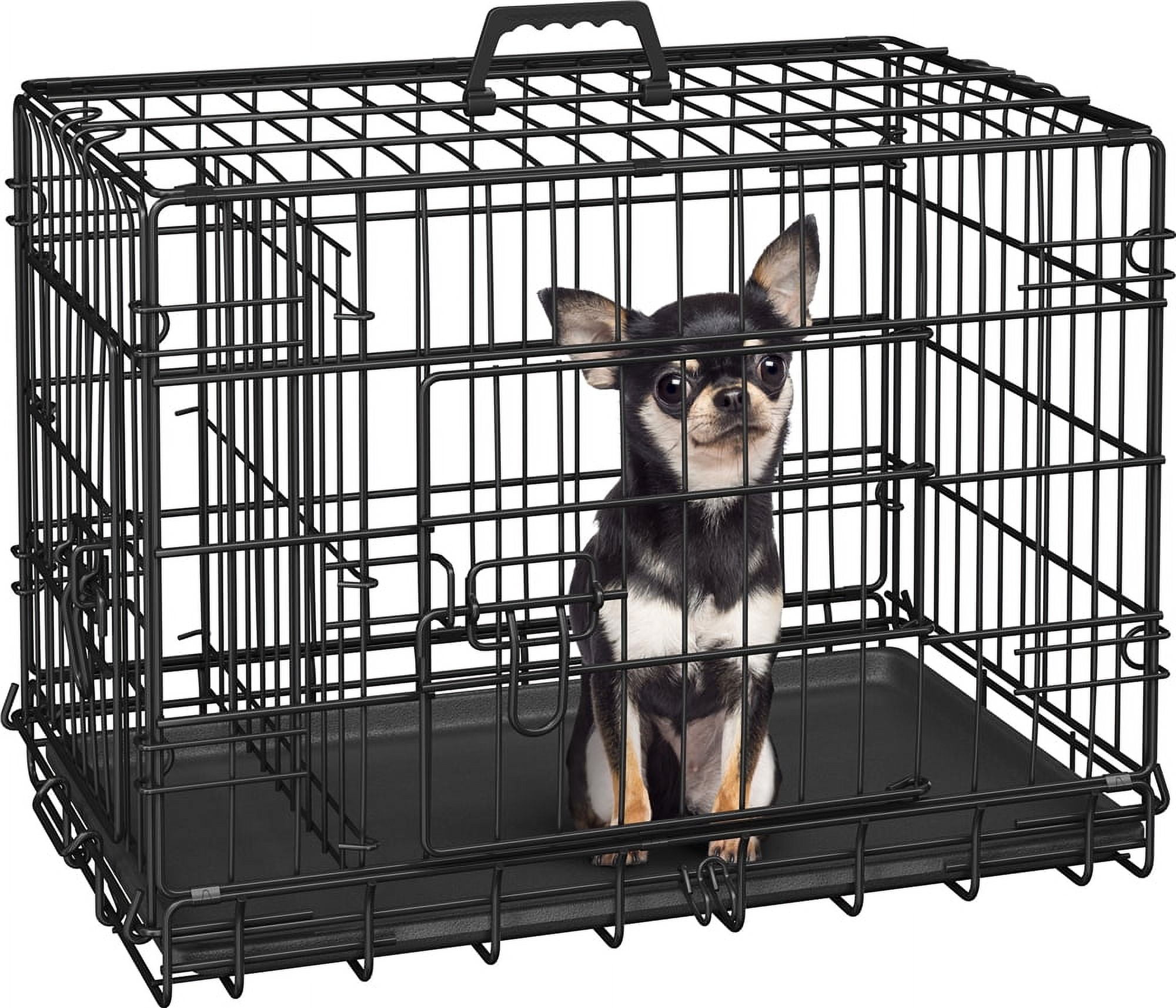 Alden Design 24 Inch Divider Dog Kennal with Slide Out Tray, Black ...